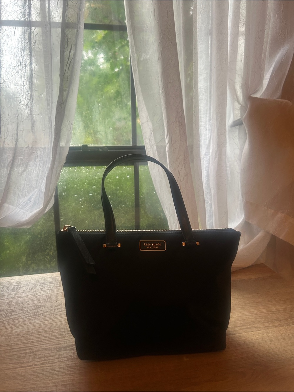 kate spade Black Structured Zip-Top Mini Tote with Gold Hardware